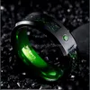 Fedi nuziali Fedi nuziali 8mm Nero Tungsteno Drago celtico Anello da uomo intarsiato Verde zircone Punk Acciaio inossidabile Anelli in fibra di carboniowedd Dhblk