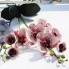 Dekorative Blumen Hohe Simulation 3D Real Touch 2 Gabeln Künstliche Schmetterling Orchideen Mit Blättern Großhandel Hochzeit Phalaenopsis