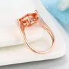 Clusterringe ZHOUYANG Ring für Frauen 8 mm quadratischer Prinzessinnenschliff Orangle Zirkonia Roségold Farbe Modeschmuck österreichische Kristalle