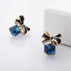 Backs oorbellen Jiofree Koreaanse mode bow-knoop clip op oorrang kubiek groen blauw kristal geen gaten sieraden voor vrouwen