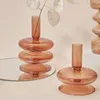 Titulares de vela Brown Glass Candlestick Taper Suport para jantar e peças de casamento Decoração de mesa de peças de casamento