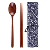 Dinnerware Sets 2PCS Spoon Chopstick Cutlery Portable Kit Lunch Tableware With Bag Set Kitchen Accessories