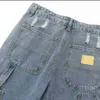 Pantalons pour hommes Galeries à la mode Classique Dept Street Même haut Biber Splash Micro Bell Bottoms Marque Contraste Couleur Cousu Jeans Lâches