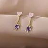 أقراط مسمار لطيف الزركون الأزرق الماوس قلب للنساء Grils Crystal Animal Elephant Star Jewelry المجوهرات