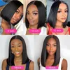 Os Straight Short Bob 4x4 Fermeure Perruques pr￩-cueillies br￩siliennes Remy 13x4 13x6 Lace Front Human Hair Wig For
