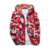 Herrenjacken Männer Kapuzenjacke Tarnung Schmetterlingsdruck Koreanischer Stil Elastische Manschette Windjacke Hoodie Mantel Für Herbst Männliche Kleidung