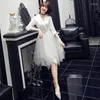 Ethnic Clothing White Short Chinese Oriental Party Wedding Female V-Neck Cheongsam Bridesmaid Evening Dress Elegant Celebrity Banquet