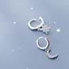 Hoop Earrings WTLTC 925 Sterling Sliver CZ Moon Star For Women Dainty Piercing Asymmetric Starbust Hoops9468930