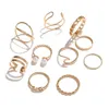 Anelli a grappolo Gold Knuckle Set impilabile per le donne Bohemian Gold / Sier placcato Comfort Fit Vintage Vsco Wave Joint Finger Gift Drop De Amnjf