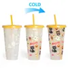 Creative Drinkware Cold Color Changing Plastic Cups Halloween Decoration Juice Cup med lock och halm julklappar SN4998