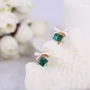 Backs oorbellen Jiofree Koreaanse mode bow-knoop clip op oorrang kubiek groen blauw kristal geen gaten sieraden voor vrouwen