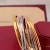 nagel heren goudbangbandarmband ontwerper drie kleurenarmbanden luxe sieraden voor vrouwen mode -armband titanium staal legering gegold geplateerd vaartuig vervagen nooit niet allergisch