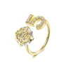 Offener Ring mit Blumen-Rose, Silber, Gold, Damen, NO5, Fingerringe, Geschenk für Liebe, Freundin, Modeschmuck