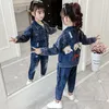 Ensembles de vêtements Denim enfants ensemble printemps automne filles jean veste pantalon 2 pièces adolescent vêtements enfants survêtement 4 6 8 10 12 ans