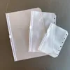 A5 A6 A7 Notebook Packaging Bags of Clear Punched Binder Pockets 6 Holes Zipper Loose Leaf Insert Bag PVC Frosted Pockets Envelop Storage Folders