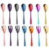 Set di posate 1/2PCS Cucchiaio da cucina in acciaio inossidabile da cucina in oro rosa Set di forchette da portata per insalata lunga e lunga Posate Utensili per la tavola pubblica