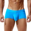 Cueca Penis Protuberante Bolsa Roupa Interior Masculina Sexy Boxer Trunk Reforçando Cintura Baixa Ice Silk Shorts Masculino Boxershorts