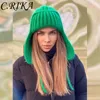 Beanie/Skull Caps Quality New Knitted Beanies Hats Women Winter Personality Ear Protection Bomber Hats Flanging Warm Tethered Hats Skullies Cap T221020