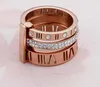 Tasarımcı Rhinestone Yüzüğü Kadınlar Paslanmaz Çelik Moda Gül Altın Roman Sayıları Parmak Yüzük Femme Düğün Nişan Yüzük Takı Mücevher