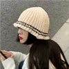 Beanie/Kafatası Kapakları 2022 Kore Ins Basit Beyaz El Knited Yün Kova Şapkaları Kış Retro Örgü Kafataları Beanes Sombreros de Mujer T221020