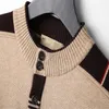 Taglie forti Maglione da uomo Mens designer Bur manica lunga bottone in maglia piccolo girocollo collo alto cerniera pullover ricamo Calore invernale L XL 2XL 3XL