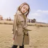 Coat Fashion Teens Girls Trench Korean Jacket Windbreak Coats for Child Lolita British Khaki Long Dust Outwear Clothes 2022