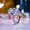 Anneaux de mariage Prinxy Authentique diamant à haute teneur en carbone quatre griffes Pigeon Egg Ring femelle en argent sterling ovale complet 6ct