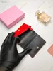 Luxury women's purse Madras goat leather card clip designer style love letter short change bag with box287V