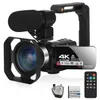 Câmera de vídeo digital Câmera de vídeo profissional 4K CAMcorder preenche o kit de vlogging leve para streaming do YouTube com WiFi 16x Zoom P odrografia 221024