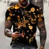 Camisetas masculinas T-shirt de árvore de Natal impressa 3d Harajuku Rua Casual Desgaste Faculdade Personalizada Confiada da Fronto