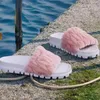 2023 Дизайнерские женские тапочки из овчины Fluffy Slides классические зимние меховые пушистые теплые сандалии с буквами Неделя моды, тапочки с открытым носком на толстой подошве и коробкой