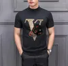 Men's Sweaters Flower And Skull Cool Short Sleeve Rhinestones Male Sweater Boy Slim Pullover Men Thin Casual Oversized Drill