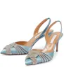 Luxus Aquazzur Gatsby Sandals Schuhe Frauen Kristallgeflecht