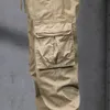 Godlikeu Cargo Pants الرجال متعددة الجيوب تتجه فضفاض الكاكي الربيع الربيع والقطن الصيفي غير الرسمي