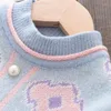 Kleidung Sets Keelorn Kinder für Kinder elegante Perlen Prinzessin Anzüge Winter stricken Pullover Rock Outfits Mädchenkleider