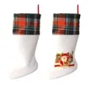 Sublimazione plaid calza natalizia lino bianco caramelle calzini sacchetto regalo Babbo natale albero di natale forniture per feste per bambini GWB16614