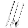 Dinnerware Sets 3 Pcs Tableware Washing Kitchen Utensils Cutlery Lunch Dishes Complete Dinner Knife Fork Spoons Square Handle