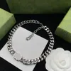 Fashion Mens Necklace Cuban Choker Collares Punk Vintage Chunky 925 Silverpl￤terad tjock l￤nkkedja dubbla bokst￤ver f￶r kvinnor m￤n smyckesdesigner tillbeh￶r