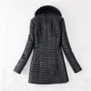 Women's Fur Winter Women Thick Warm Long Leather Jacket Coat With Collar Slim Solid Ladies Office Outerwear Plus Size