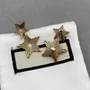 Vintage rostfritt stål Pentagram Stud Dam Guld Färg Örhängen Bokstav Örhänge Smycken Tillbehör Hög kvalitet Mode Bröllopspresent