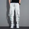 Pantalon masculin godlinu cargo pantalon masculin masque poches hip-pop jogger de la mode coton streetwear