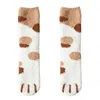 Çoraplar Sonbaharda Sıcak Çoraplar ve Kış Kalın Kedi Pençe Pençe Baskı Coral Kadın Peluş Peluş Orta Tüp
