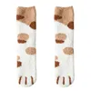 Socks Warm socks in autumn and winter Thickened cat paw print coral velvet female plush middle tube