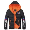 Jackethoodies 2022 jesień zima ciepła męska bawełniana kurtka odzieżowa BMW sportowy samochód nadruk męski z kapturem kurtki mody parka