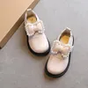 Chaussures plates de princesse pour filles, chaussures plates avec nœud perlé, antidérapantes, douces, tricotées, à la mode, pour fête d'anniversaire, printemps, 12m, 18m, 2022