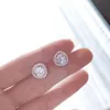 Luxury Brand Designer Charm Earrings Full Crystal S925 Sterling Silver Big Round Zircon Fashion Women Jewelry