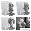 Craft Tools Craft Tools Skeleton kaarsen schimmel luister niet of zeg ERS EREN ER MONDE OREN DIY Handmatige Sile Molds 9345 Drop Dhjfh