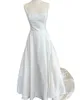 A-Line Bridal Wedding Dress 2023 with Bow Pockets Satin vestidos de novia Chapel Train Garden Castle Beach robe de mariee Square Neckline Spaghetti Straps Scoop Back