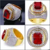 An￩is de casamento an￩is de casamento estas moda grande anel geom￩trico vermelho com zirc￣o de pedra amarela cheia de ouro grande para menu de homens entrega dhnmc