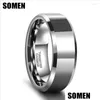 웨딩 반지 결혼 반지 Somen 6mm 8mm Sier Color Tungsten 카바이드 링 남성 및 여성 무광택 고정 강철 편안한 FITW DHBPQ